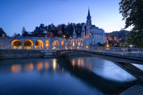 Sanctuary of Our Lady of Lourdes at Blue Hour