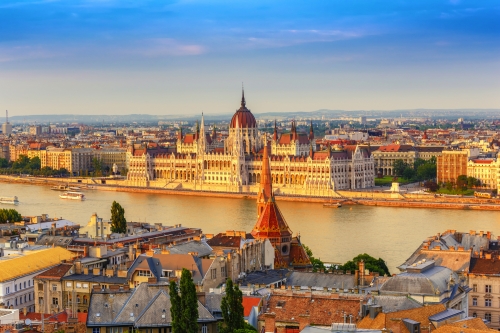 Budapest-Stadtskyline am Hungalian Parlament und an der Donau,Budapest,Ungarn