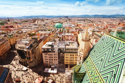 Stephansplatz und Stadtbild von Wien