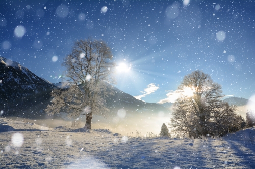 Winterlandschaft in den österreichischen Alpen bei Salzburg