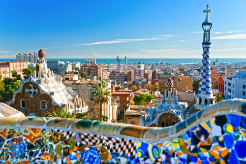 Park Güell in Barcelona,Spanien.