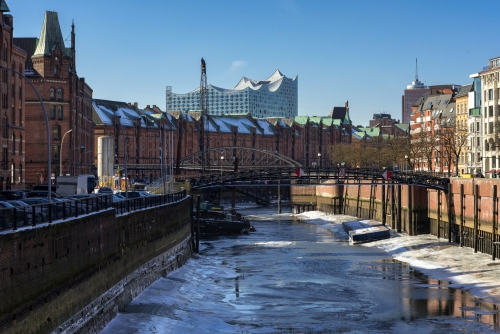 Speicherstadt von Hamburg im Winter, Deutschland