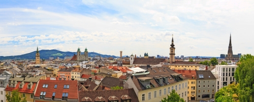 Linz, panorama of old city, Austria