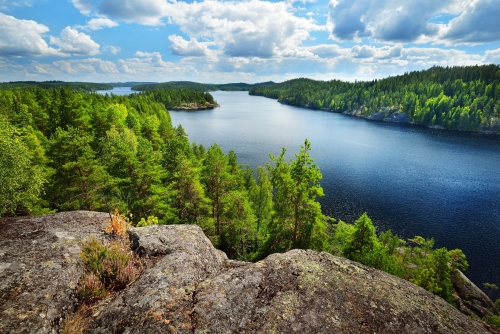 Landschaft von Saimaa See von oben,Finnland