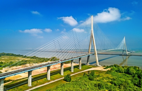 Verbindung zwischen Le Havre und Honfleur: Schrägseilbrücke Pont de Normandie