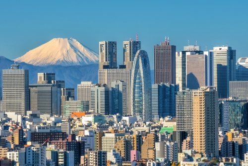 Skyline von Tokyo mit dem Berg Fuji