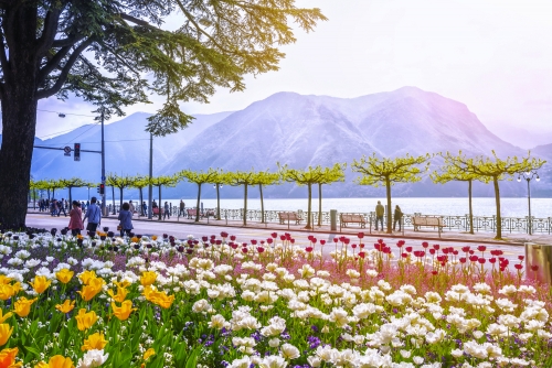 Promenade in Lugano im Kanton Tessin in der Schweiz