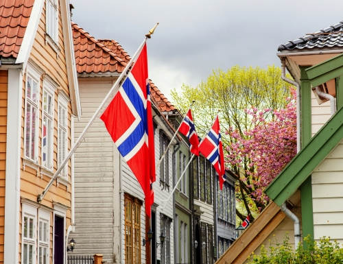 Wohngebiet in der Altstadt von Bergen,Norwegen