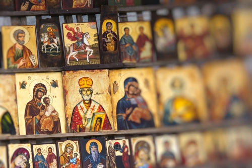 orthodoxe Ikone in der Innenstadt von Sofia, Bulgarien