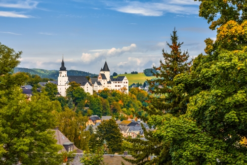 das Schloss von Schwarzenberg im sächsischen Erzgebirge, Deutschland