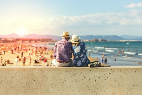 Renter genießen Aussicht