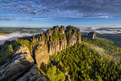 die Schrammsteine des Elbsandsteingebirges in Sachsen, Deutschland