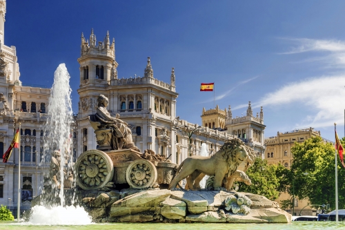 Brunnen von Cibeles auf dem Plaza de Cibeles in Madrid, Spanien