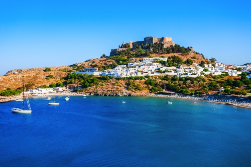 Akropolis von Lindos auf der griechischen Insel Rhodos