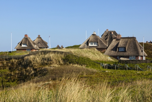 Reetdachhäuser auf Sylt in der Nordsee, Deutschland