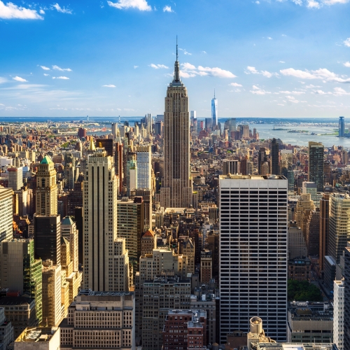 Blick auf Manhatten in New York City, USA