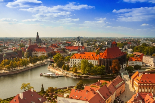 Old town cityscape panorama, Wroclaw, Poland