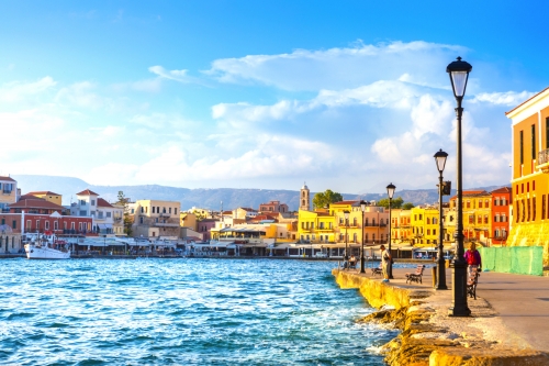 View of the old port of Chania, Crete, Greece.