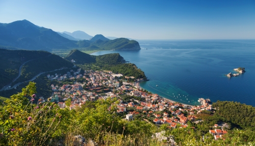 Adriatic Sea Coast. Landscape of Petrovac town, Montenegro