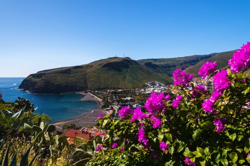 Playa de Santiago village in mountain valley, La Gomera island