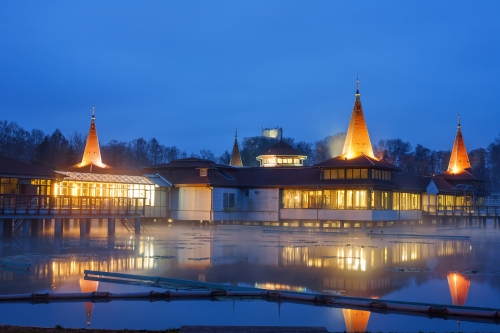 Heviz spa at night