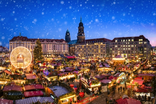 Striezelmarkt auf dem Altmarkt in Dresden, Deutschland