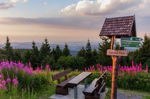 Sonnenuntergang auf dem Schneekopf im Thüringer Wald