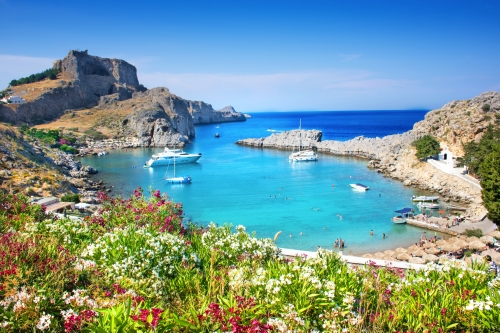 Akropolis von Lindos auf der griechischen Insel Rhodos