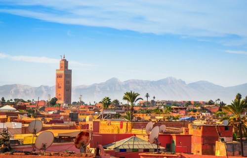 Panoramablick auf Marrakesch und die alte Medina, Marokko