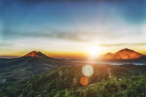 Lake Batur in der Nähe des Vulkans von Kintamani