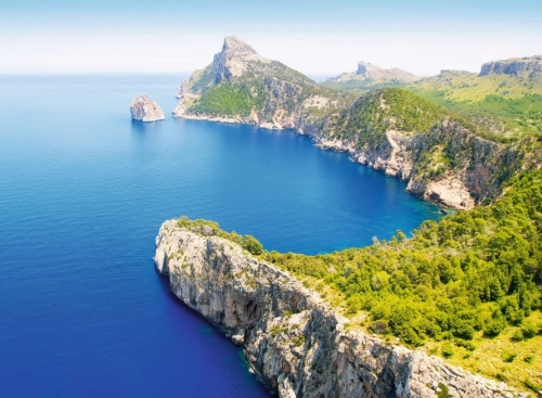 Formentor cape to Pollensa aerial sea view in Mallorca