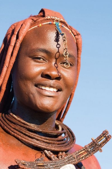 Himba woman portrait with traditional jewelry