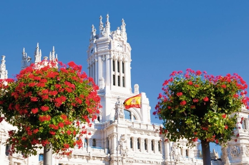 Detail of Palacio de Comunicaciones at Plaza de Cibeles in Madrid