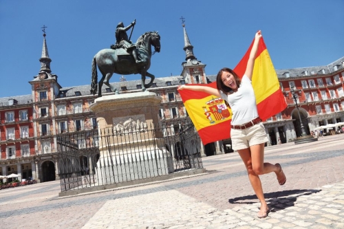 Madrid tourist spain flag