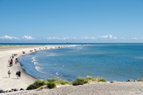 Luftaufnahme von Grenen oder Skagens Gren - die sandige Landspitze nordöstlich der Stadt Skagen 