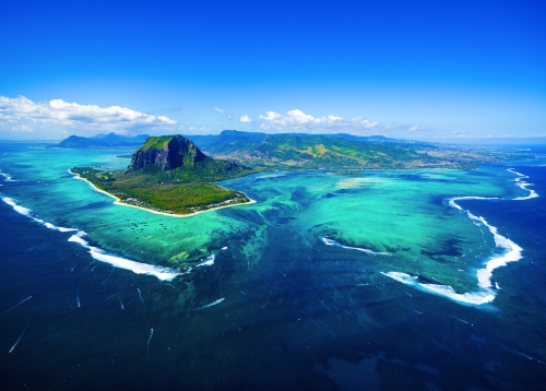 Luftaufnahme der Insel Mauritius