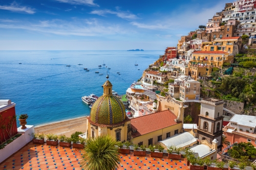Positano an der Amalfiküste in Kampanien