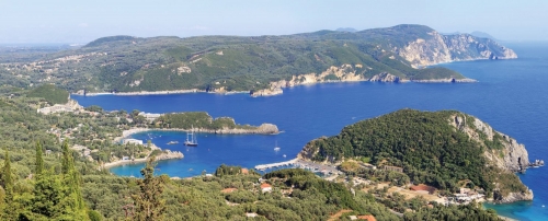 Paleokastritsa gulf on Corfu island, Greece