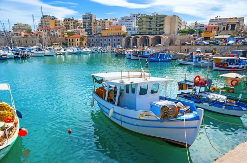 Alte Hafen mit Booten in Heraklion, Kreta