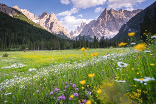 Wandern im Fischleintal in Südtirol mit Blick auf die Berge~1