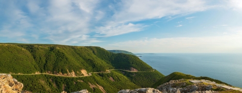 Panorama of Cabot Trail from Skyline Trail look-off