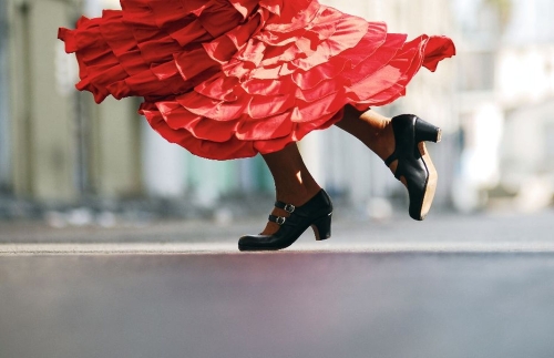 Flamenco Dancer red dress dancing shoes