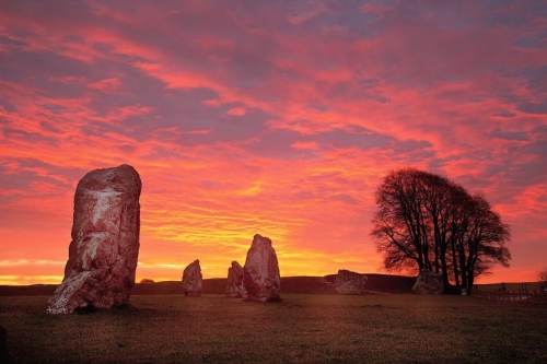 Avebury Stone Circle and Henge at sunrise Wiltshire England UK