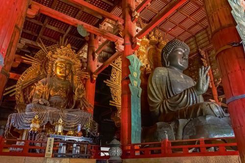 Daibutsu with Kokuzo Bosatsu at Todaiji Temple in Nara