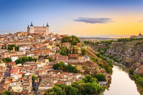 Toledo,Spanien alte Stadt über den Fluss Tejo