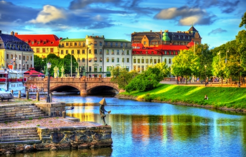 Canal in the historic centre of Gothenburg - Sweden