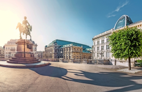 Wiener Staatsoper, Blick von Albertina, Wien, Österreich