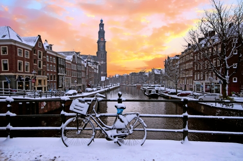 Westerkerk im winterlichen Amsterdam, Niederlande