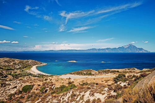 Panorama von Sithonia im Sommer, Chalkidiki-Halbinsel, Griechenland