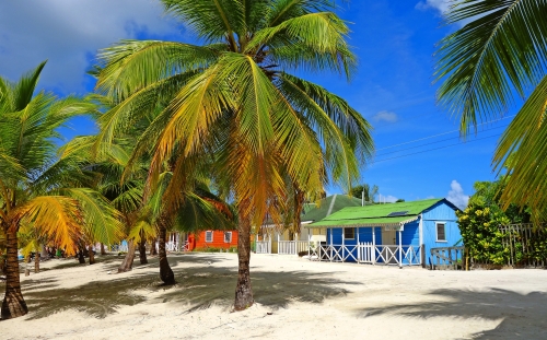 bunte Häuser auf der tropischen Insel Barbados